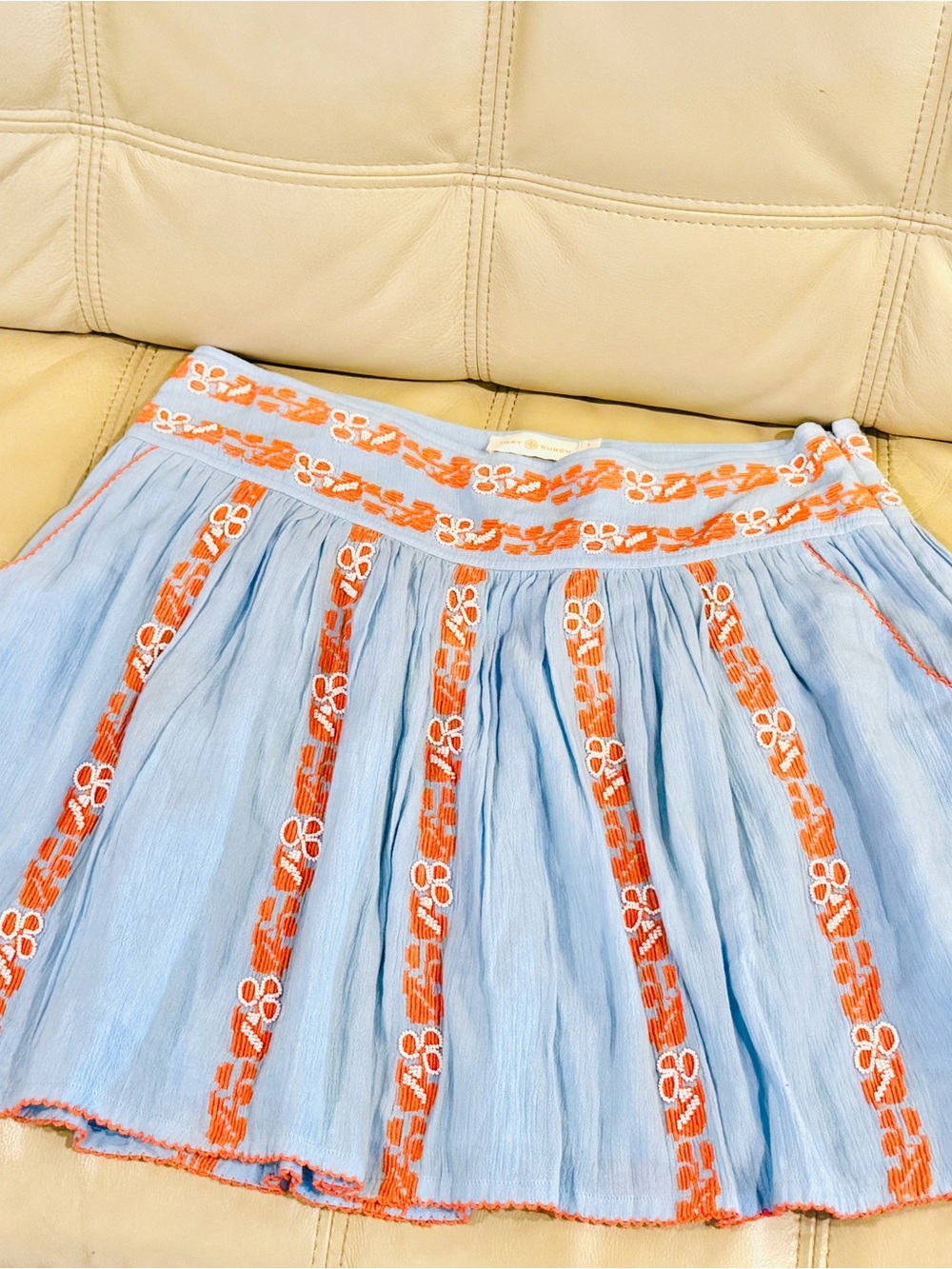 Tory Burch Alexandria Skirt - Blue, Embroidery and Beading